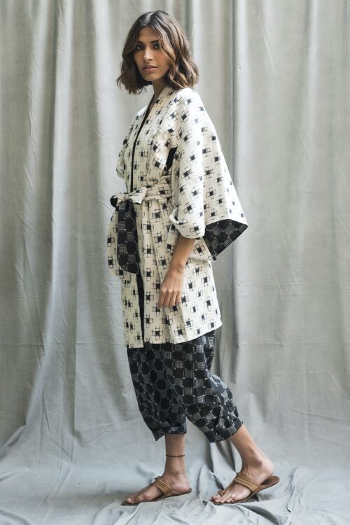 Cotton Kimono Robe - Ivory