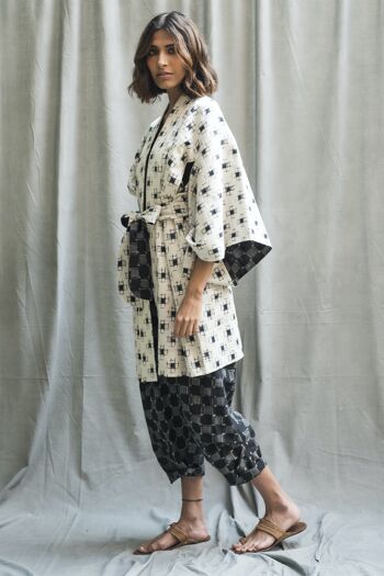 Peignoir Kimono en Coton - Ivoire 1