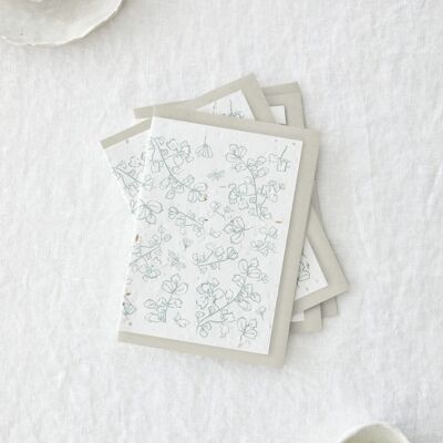 Lot de 4 cartes de vœux vertes à planter avec graines