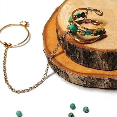 Bijou d'oreille chaînette Sophie Turquoise