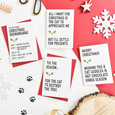 Paquete de tarjetas navideñas de gatos