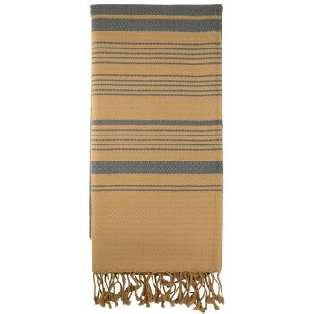 FOUTA EN COTON BIOLOGIQUE - Collection SAND- Couleur SABLE & BLEU DE CHINE 5