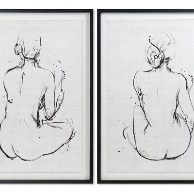 WOODEN GLASS PICTURE 70X2,5X90 WOMAN 2 ASSORTMENTS. CU171258