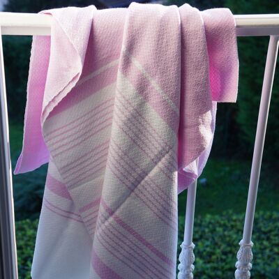 ORGANIC COTTON FOUTA - WHITE SAND Collection - WHITE & PARMA color