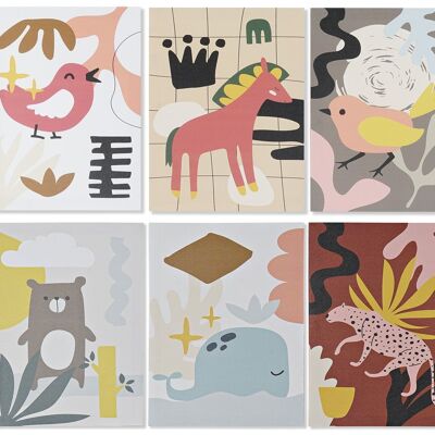 TABLEAU SUR TOILE MDF 30X1,8X40 ANIMAUX 6 ASSORTIMENTS. CU179739