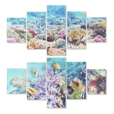 PICTURE SET 5 PINE CANVAS 150X2X80 OCEAN 2 ASSORTED. CU185127