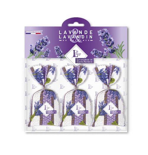 Lot 3 sachets Lavender and Lavandin 18 grs Lavender fabric