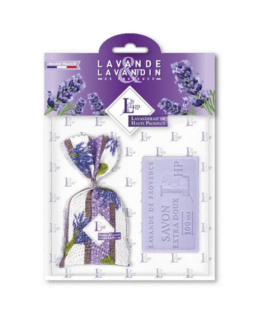 Lot 1 sachet 18 grs Lavender & Lavandin Lavender Fabric + 1 Soap 100grs Lavender