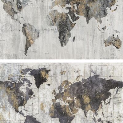 PAINTING CANVAS PICTURE 120X4X90 WORLD MAP 2 ASSORTED. CU187339