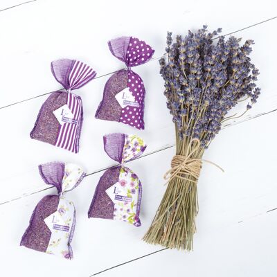 Lavender and Lavandin Individual Sachet 18 grs Two-tone Purple Fabric - No cellophane