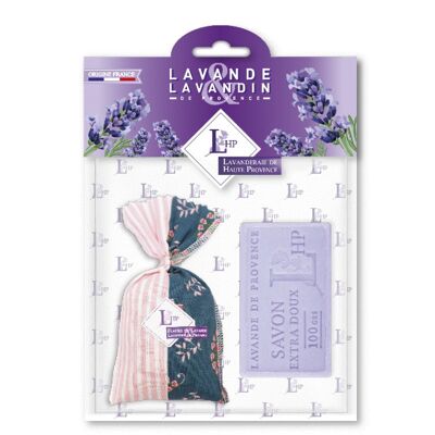 Lot 1 sachet 18 grs Lavender & Lavandin Provence Patchwork Fabric + 1 Soap 100grs Lavender