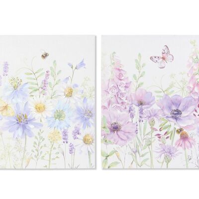 TABLEAU SUR TOILE MDF 80X3X80 FLEURS 2 ASSORTIS. CU187839