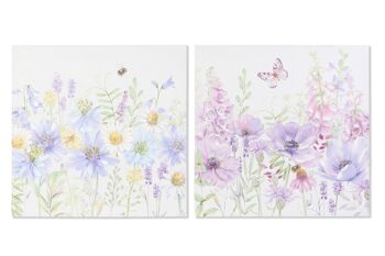 TABLEAU SUR TOILE MDF 80X3X80 FLEURS 2 ASSORTIS. CU187839 1