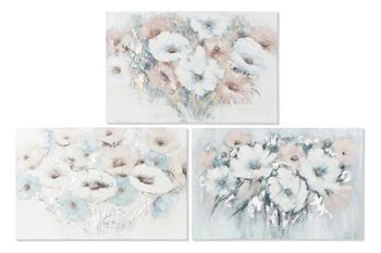 TABLEAU TOILE PIN 120X3.5X80 BOUQUET DE FLEURS 3 ASSORTIS. CU189719 1