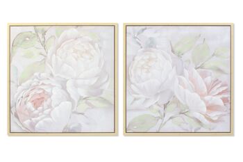 TOILE TABLEAU 80X4X80 FLEURS ENCADRÉE 2 ASSORTIMENTS. CU189739 1