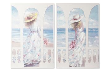 TABLEAU SUR TOILE MDF 80X3X120 BEACH GIRL 2 ASSORTIS. CU194054 1