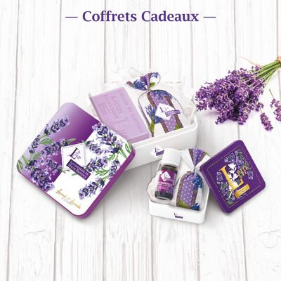 Box Metal box N ° 1 containing 1 Soap 100 grs Lavender + 1 sachet 18 grs Lavender & Lavandin