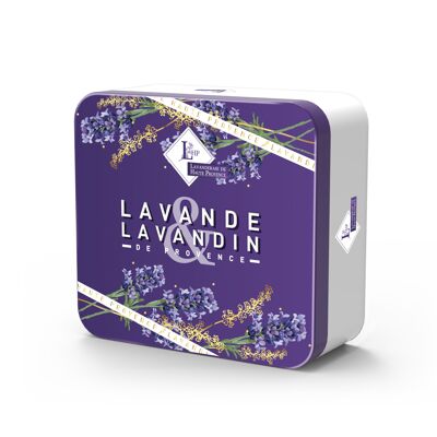 Box Metal box N ° 9 containing 1 Soap 100 grs Lavender + 1 sachet 18 grs Lavender & Lavandin