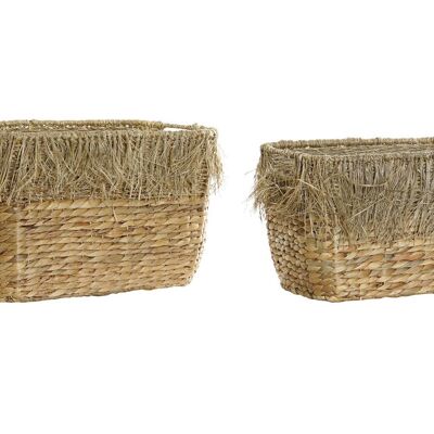 CESTA SET 2 RUSH 40X30X26 MARRONE NATURALE FRANGE DC175585