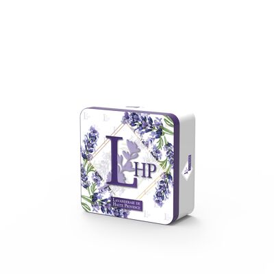 Box Metallbox Kleines Modell Nr. 4 mit 1 Beutel Lavendel und Lavandin 7/9 g + 1 ätherisches Lavandinöl 10 ml
