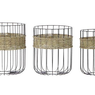 BASKET SET 3 FIBER METAL 35X35X40 BLACK DC183662