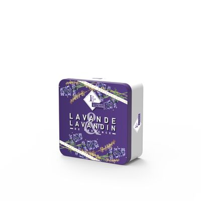 Box Metallbox Kleines Modell Nr. 9 mit 1 Beutel Lavendel und Lavandin 7/9 g + 1 ätherisches Lavandinöl 10 ml
