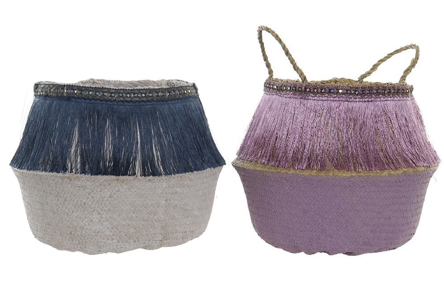 CESTA SEAGRASS POLIESTERE 40X34 FRANGE 2 ASSORTIMENTI. DC185192