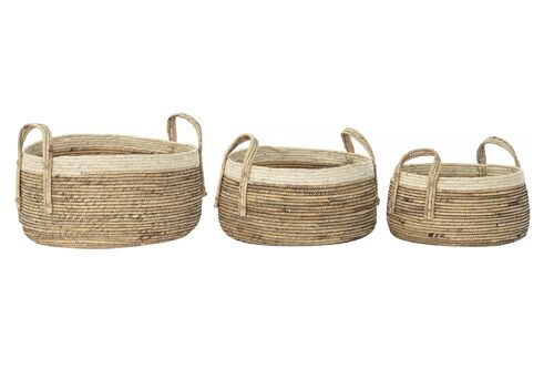 CESTA SET 3 JUNCO FIBRA MAIZ 45X45X33 NATURAL DC186781