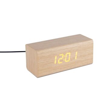 Réveil, bois, avec câble USB, bois 1