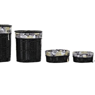 CESTINO PORTA ABITI SET 5 COTONE VIMINI 51X37X56 NERO DC192351