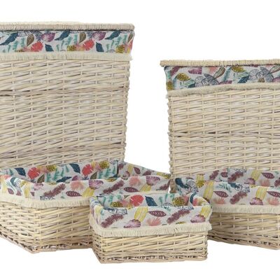 BASKET SET 5 WICKER POLYESTER 47X35X56 MULTICOLORED DC194340