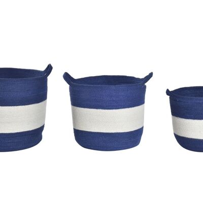 CESTA SET 3 YUTE 40X35X34 AZUL MARINO DC194949