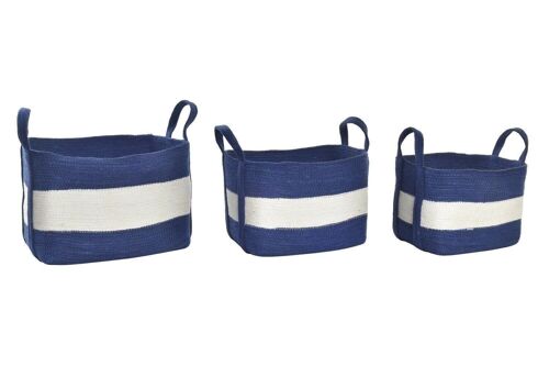 CESTA SET 3 YUTE 35X25X34 AZUL MARINO DC194950