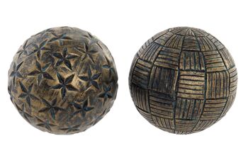 BOULE DE DÉCORATION EN RÉSINE 10X10X10 VIEILLI 2 ASSORTIMENTS. DH186276 1