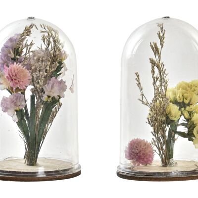 GLASS DRIED FLOWER DECORATION 6X6X9 2 ASSORTED. DH196454