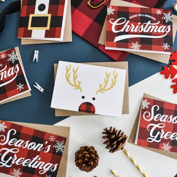 Pack de cartes de Noël vichy rouge et noir 3