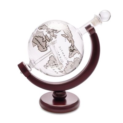 Whiskey decanter, Globe, glass / wood