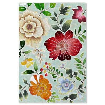 DÉCORATION MURALE VERRE TOILE 80X4X120 FLEURS DP184785