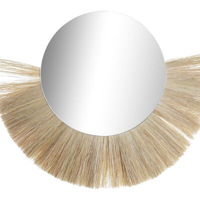 JUTE GLASS MIRROR 70X3X58 NATURAL FRINGES ES194478