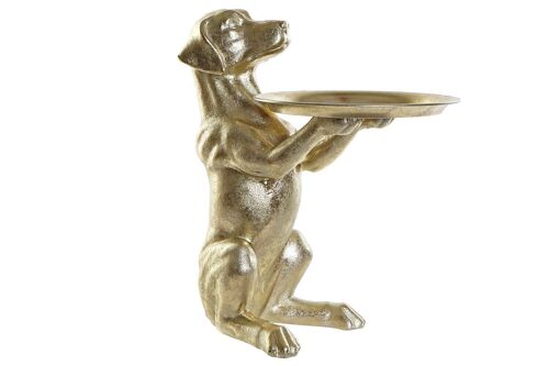 FIGURA RESINA 26X38X44 PERRO BANDEJA DORADO FD189778