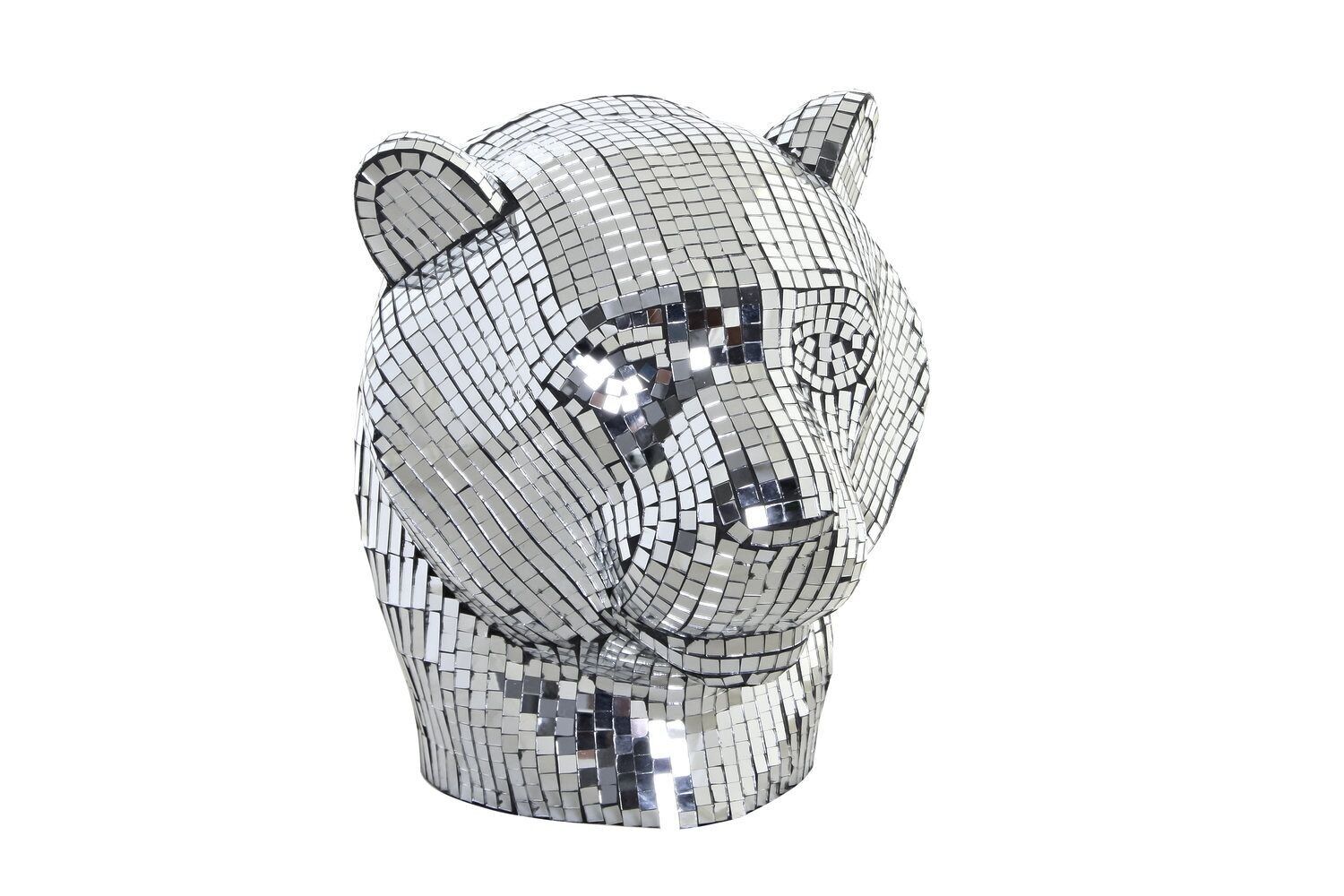 FIGURA IN RESINA 31X31X32 SILVER CROMO LEOPARDATO FD189944