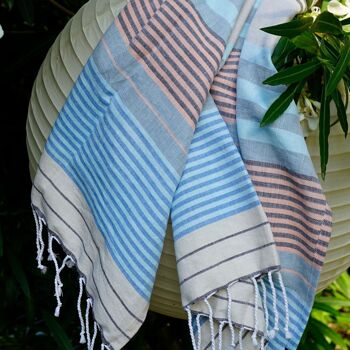 FOUTA EN COTON BIOLOGIQUE - Collection SUD- Couleur WAVES 6