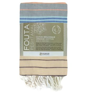 FOUTA EN COTON BIOLOGIQUE - Collection SUD- Couleur WAVES 8