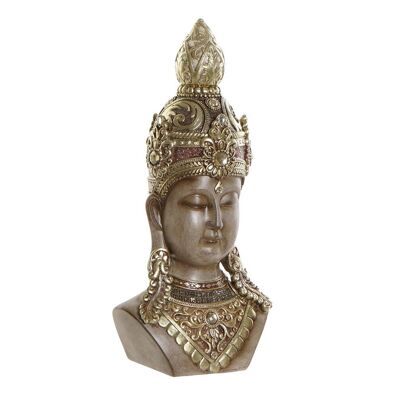 FIGURINE EN RÉSINE 15X9X30 TÊTE DE BOUDDHA DORÉ FD190445