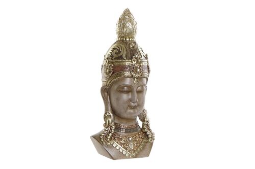 FIGURA RESINA 17X12X36 BUDA CABEZA DORADO FD190446