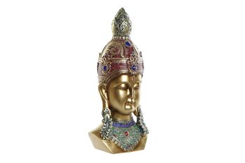 FIGURINE EN RÉSINE 17X12X36 TÊTE DE BOUDDHA DORÉ FD190455 1