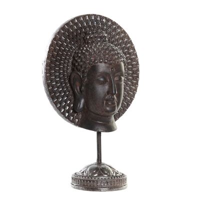 FIGURINE EN RÉSINE MÉTAL 21X10,5X31 BOUDDHA BRUN FONCÉ FD190705