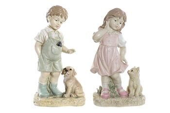 FIGURINE EN RÉSINE 26.5X16.5X44.5 ENFANT PET 2 ASSORTIMENTS. FD191750 1