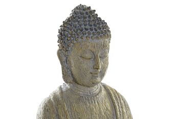 FIGURINE EN RÉSINE 10X8X16 BOUDDHA GRIS CLAIR FD191756 2