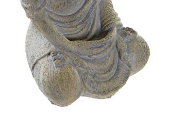 FIGURINE EN RÉSINE 10X8X16 BOUDDHA GRIS CLAIR FD191756 3